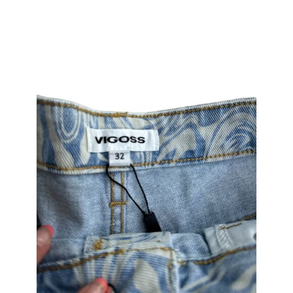 VIGOSS Women's Denim High Rise Swirl Jean Shorts Size 32 NEW - Picture 9 of 9